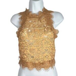 Zara Beige Lace Sleeveless Crop Top